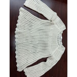 Crochet Cream Colored Flare Sweater with Bell Sleeves Size Medium
